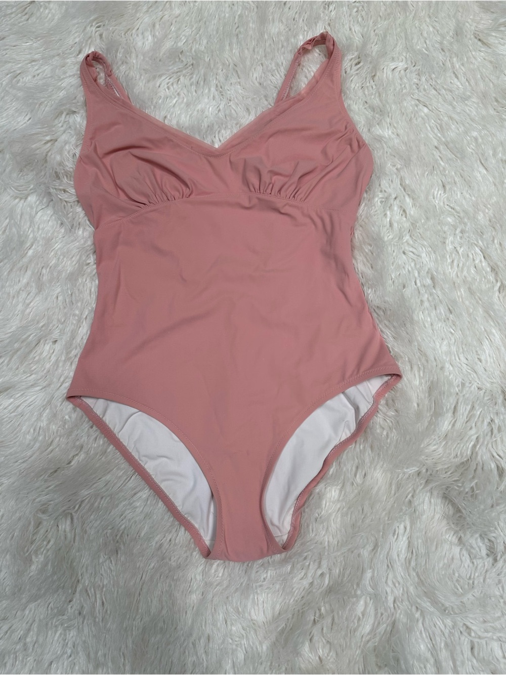SHAN Pale Pink V Neck One-Piece Swim Suit size 12 NWT